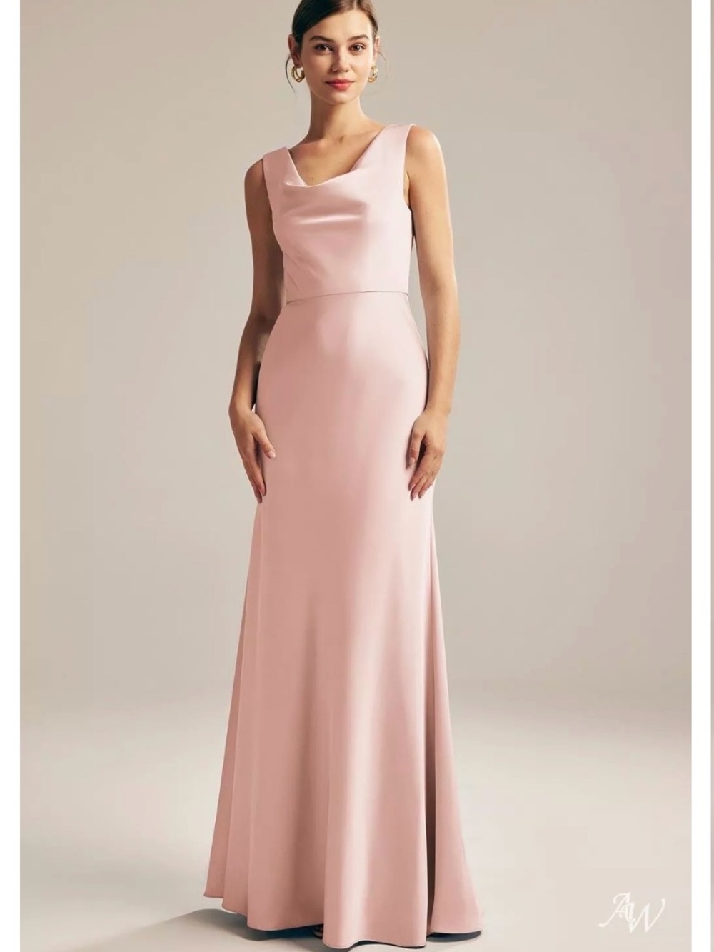AW Bridal Maura Dress Satin Charmeuse Pearl Pink Size 4